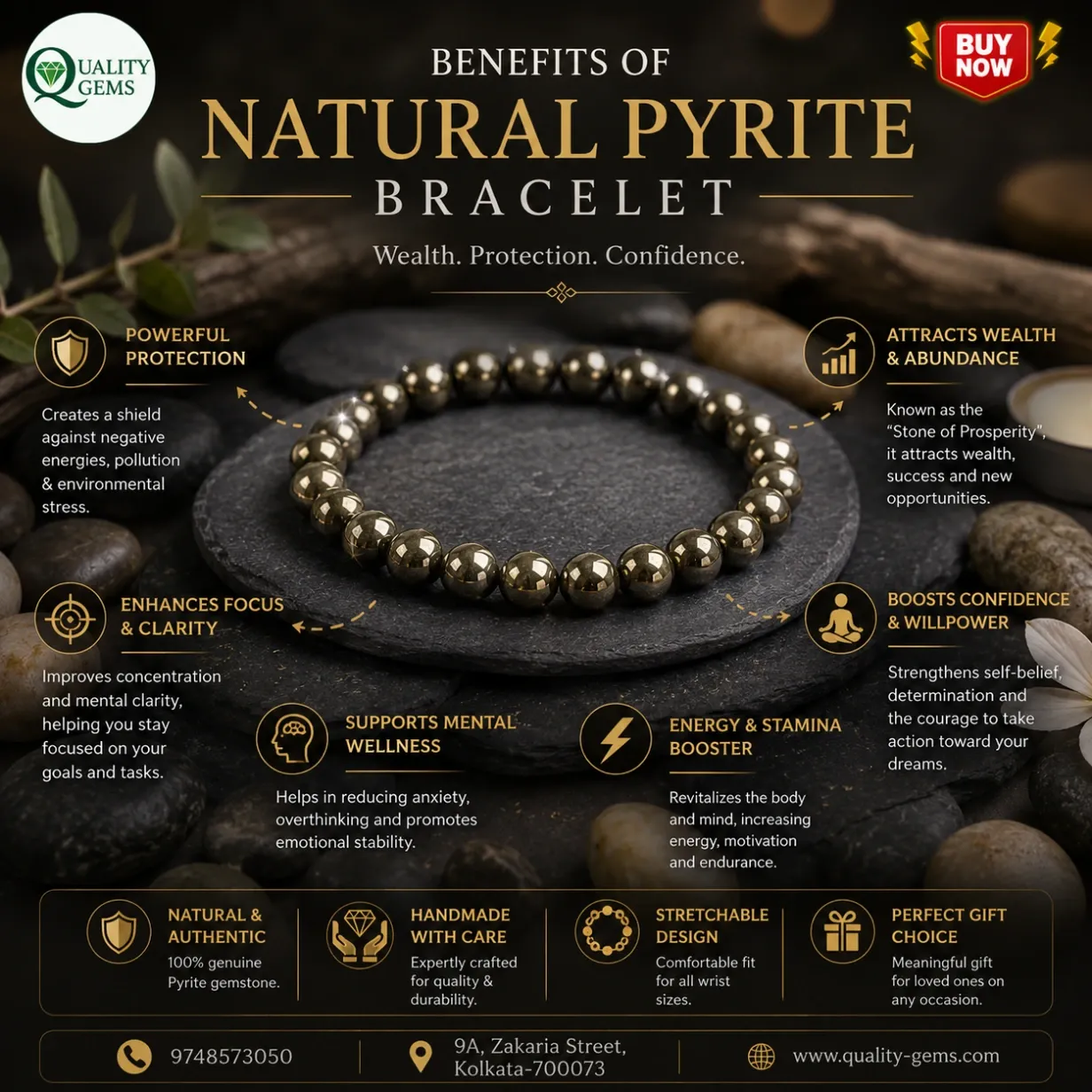 Natural Pyrite Bracelet